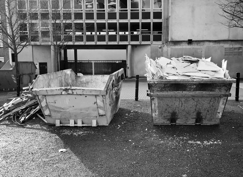 Clean and organized construction site after waste clearance